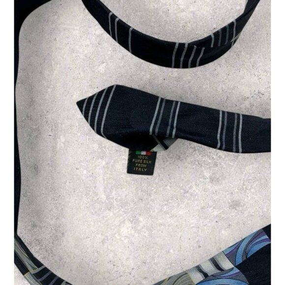 SERICA Silk Tie ITALY Black Gray Geometric Art W:4" EUC - Picture 4 of 6
